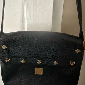 MCM Black Leather Shoulder Bag